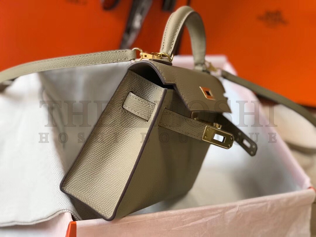 H**me5 Kelly Mini II Bag In Gris Tourterelle Epsom Leather Master Quality