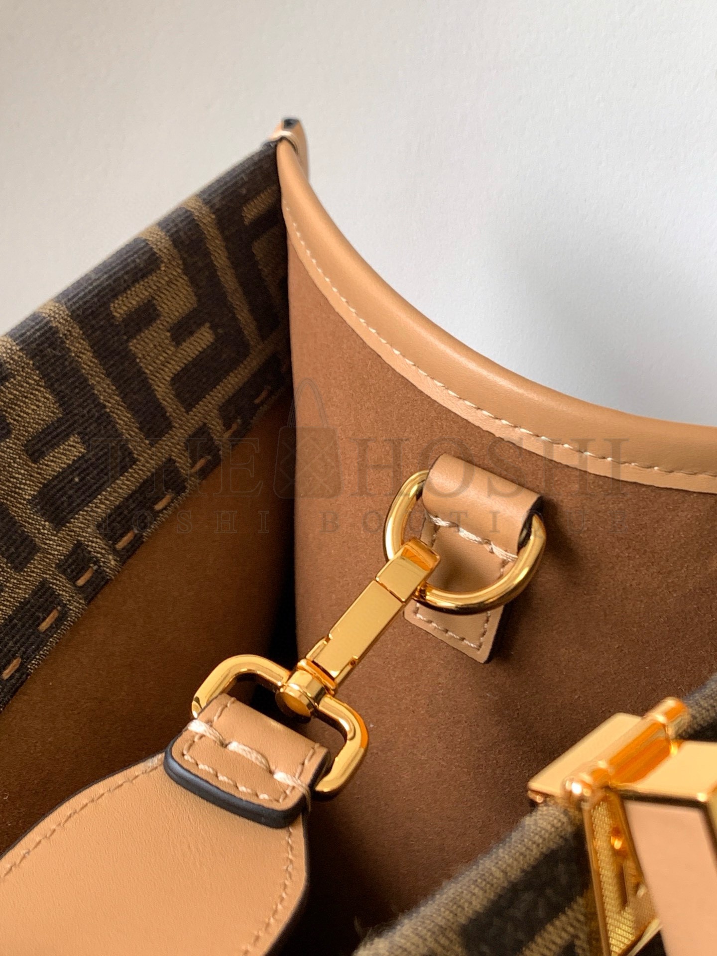 F**di Sunshine Large Tote Bag in Brown FF Jacquard Fabric Master Quality