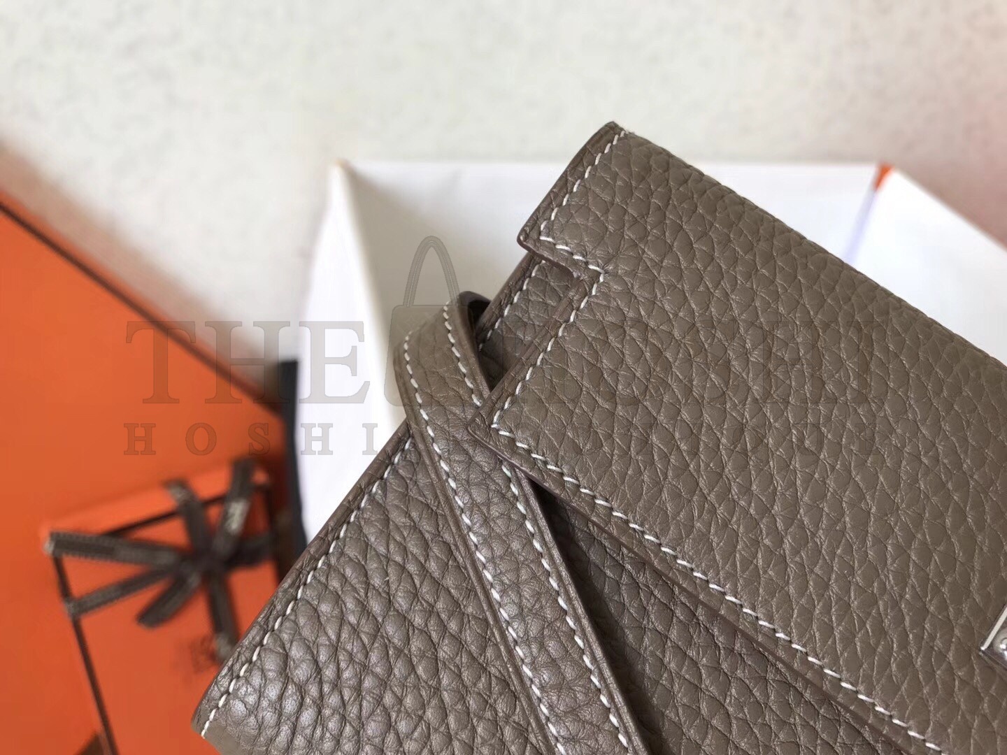 H**me5 Kelly Classic Long Wallet In Etoupe Clemence Leather Master Quality