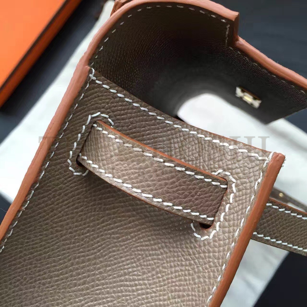 H**me5 Taupe Kelly Pochette Epsom Handmade Bag Master Quality