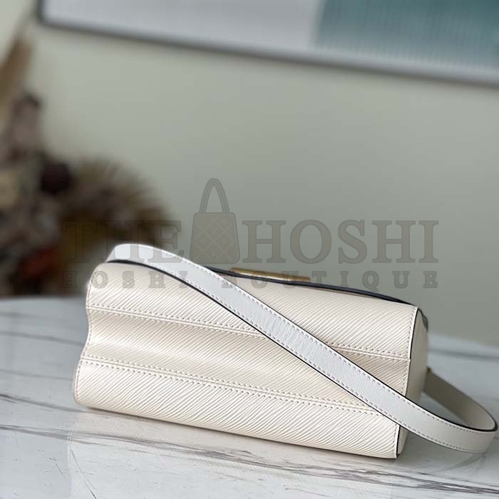 L0vis Vvtt0n LV Women Twist MM Handbag Quartz White Epi Grained Leather Master Quality