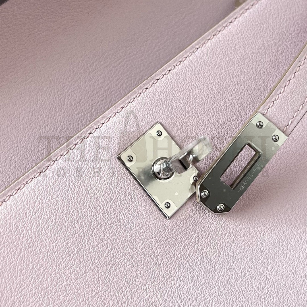 H**me5 Kelly Pochette Handmade Bag In Mauve Pale Swift Calfskin Master Quality