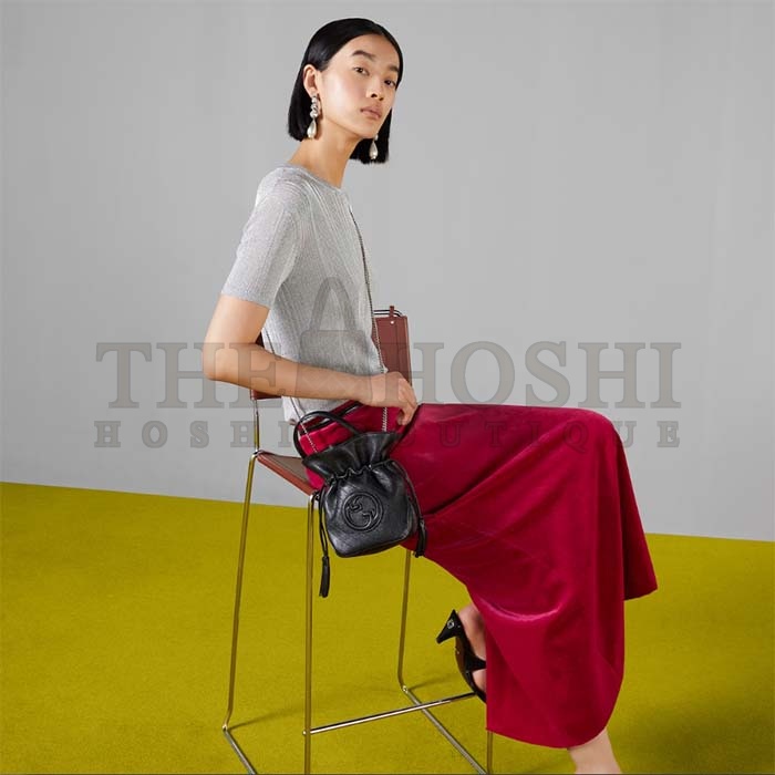 Gvc*1 Women GG Blondie Mini Bucket Bag Black Leather Round Interlocking G Master Quality