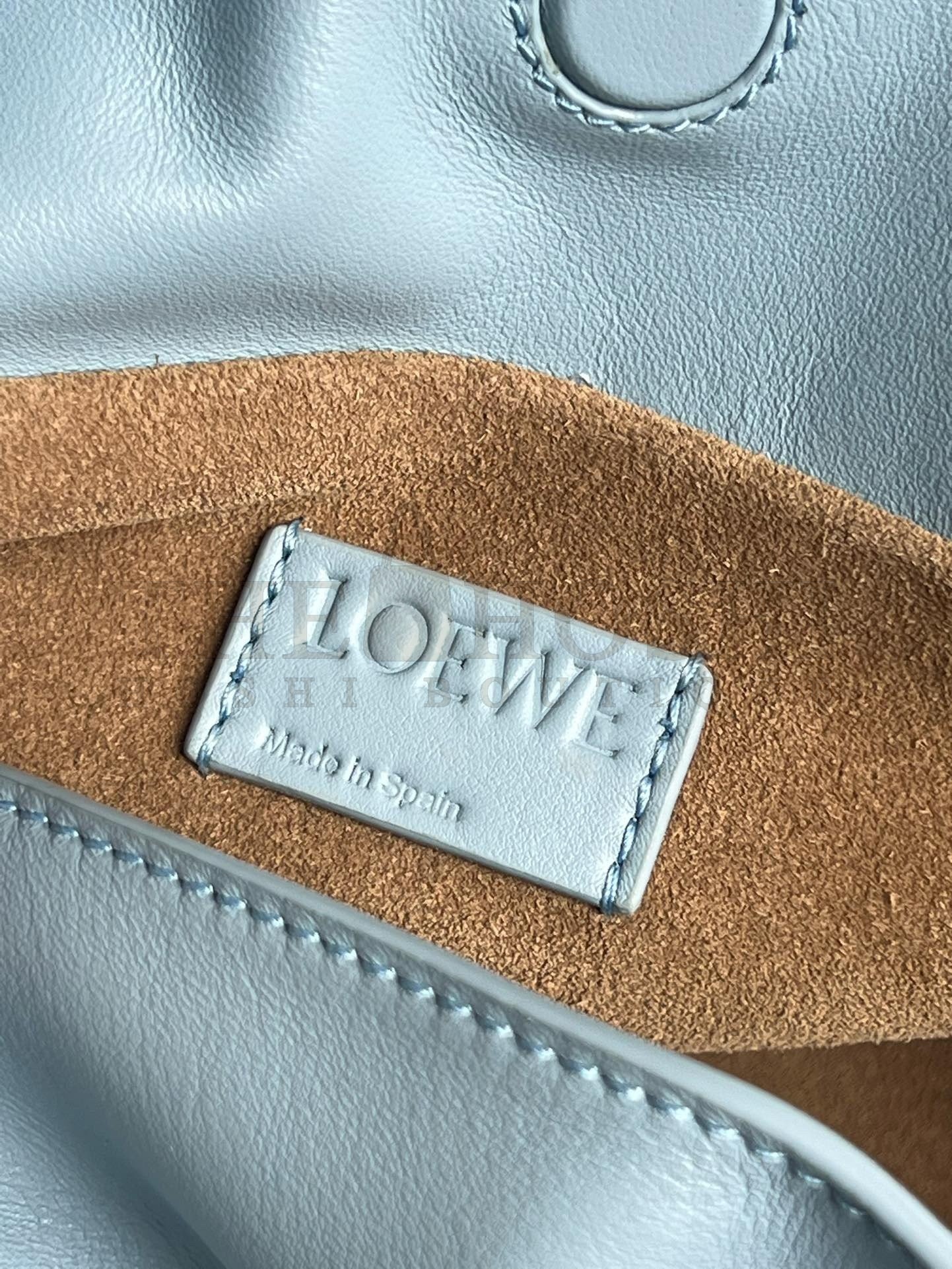 L0ew* Flamenco Clutch Bag In Dusty Blue Calfskin Master Quality