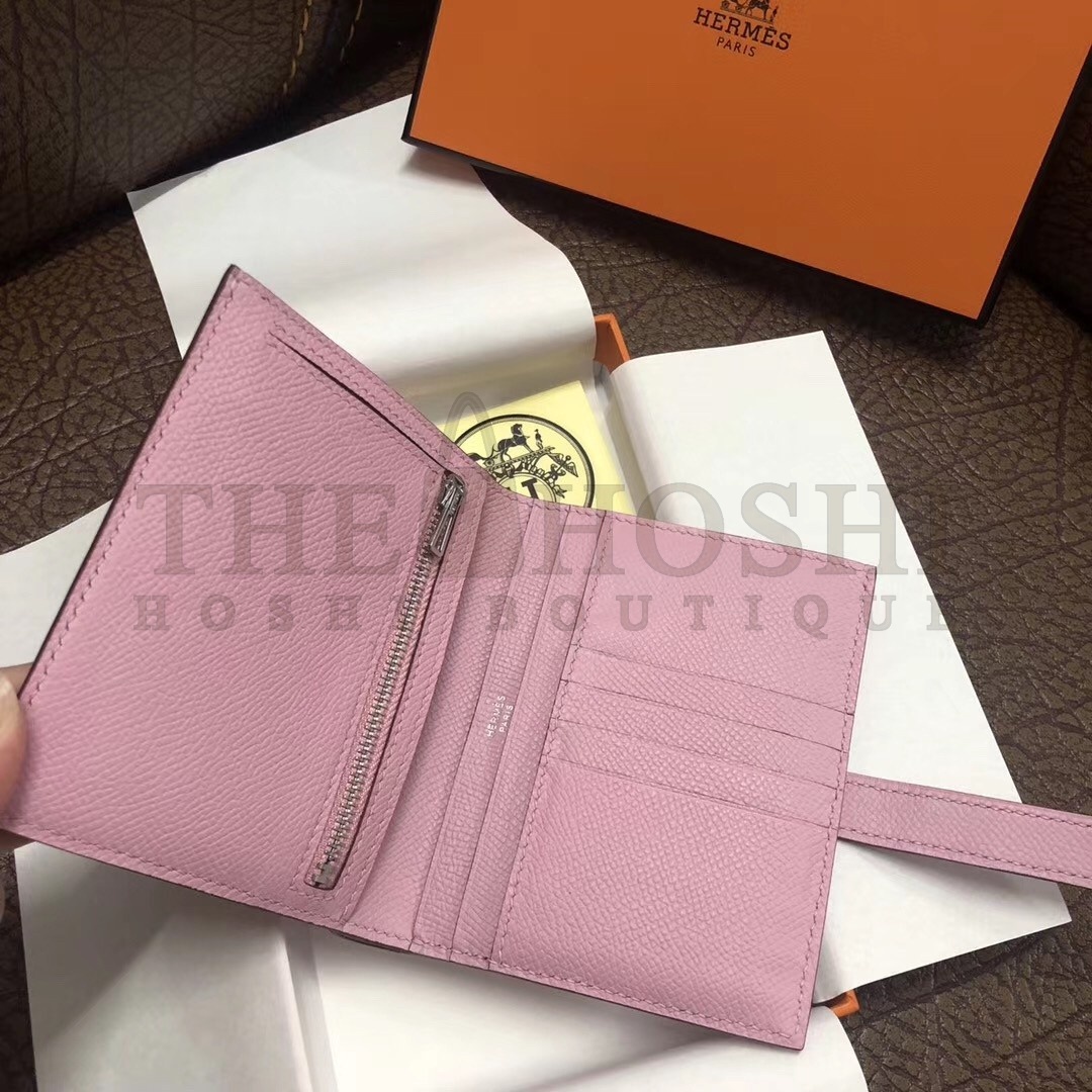 H**me5 Bearn Compact Wallet In Pink Epsom Leather Master Quality