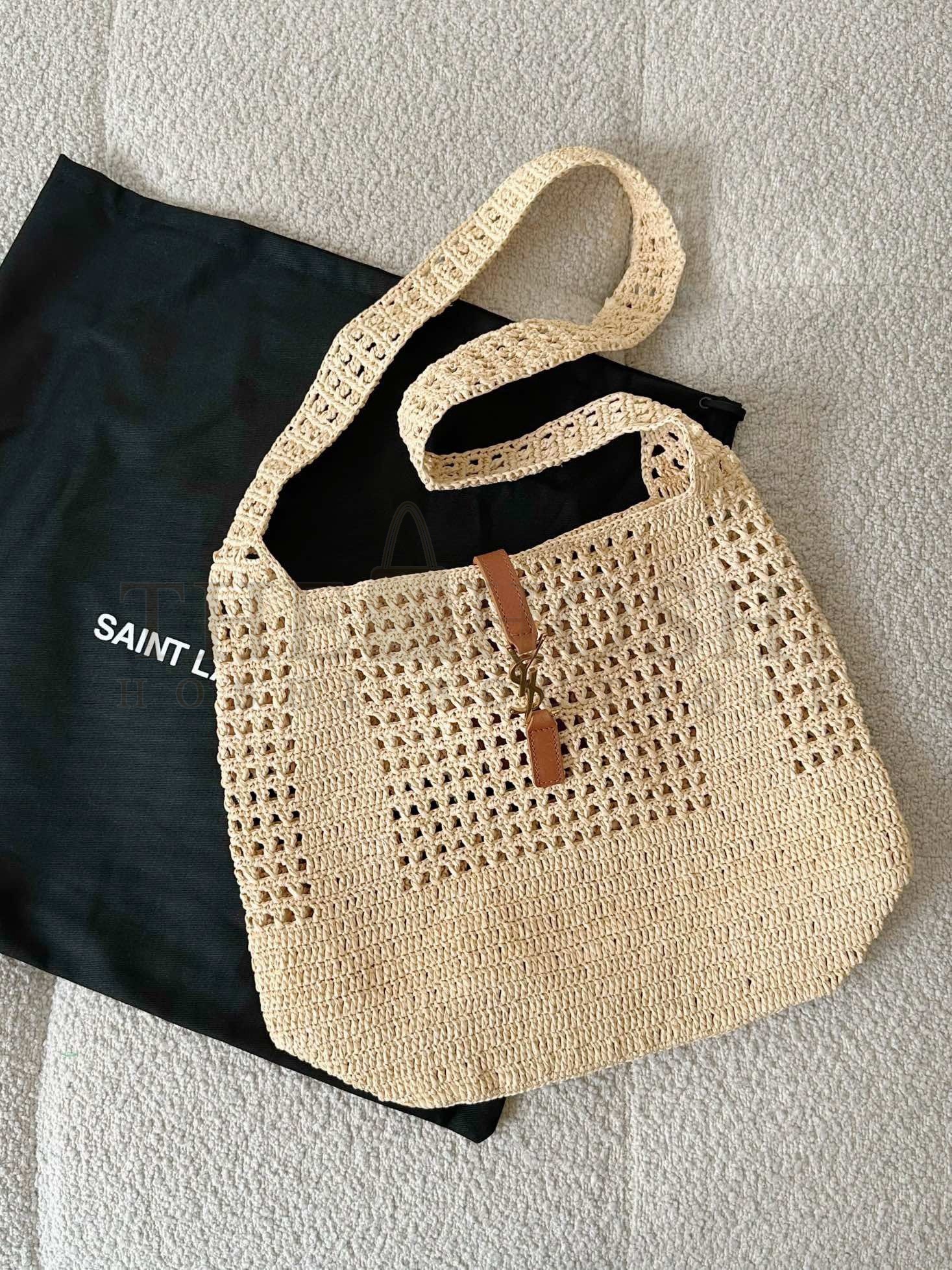 Sa1nt Lau*nt Le 5 A 7 Medium Tote Bag in Naturel Raffia Master Quality