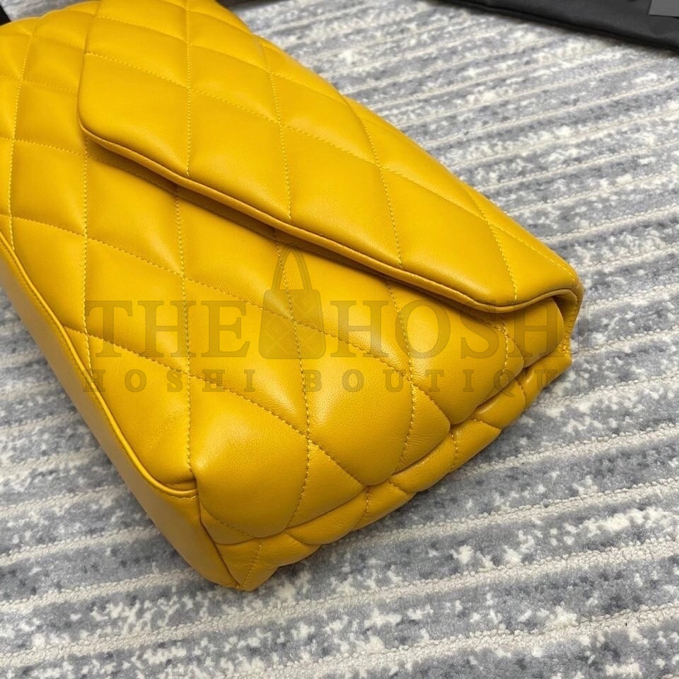 Sa1nt Lau*nt Sade Puffer Envelope Clutch In Yellow Lambskin Master Quality