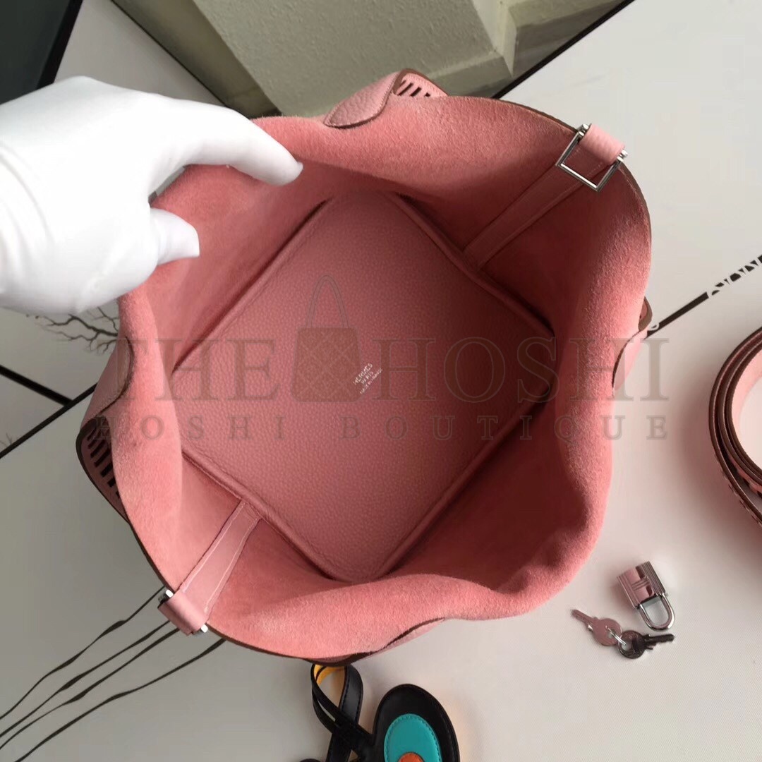 H**me5 Pink Picotin Lock 22cm Braided Handle Bag Master Quality