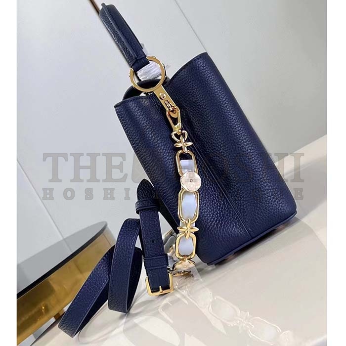 L0vis Vvtt0n LV Women Capucines MM Handbag Navy Blue Taurillon Leather M23199 Master Quality