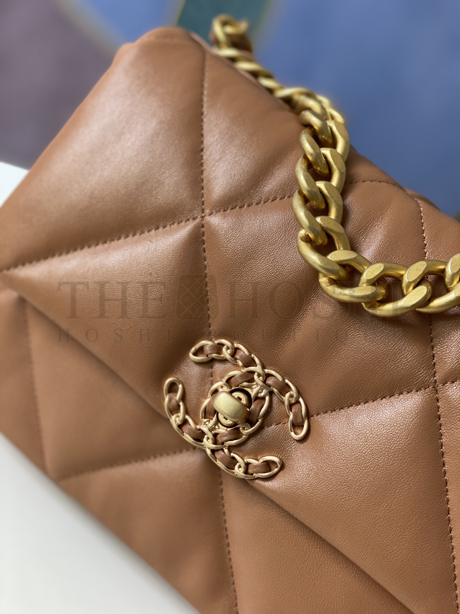 Ch**el Women Ch**el 19 Flap Bag Lambskin Gold Silver-Tone Ruthenium-Finish Metal Brown Master Quality