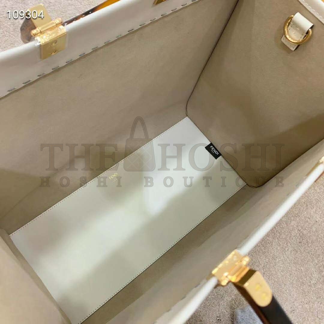 F**di Women Sunshine Shopper Bag White Leather “F**di ROMA” Master Quality