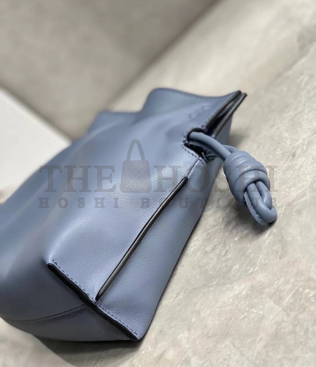 L0ew* Mini Flamenco Clutch Bag In Atlantic Blue Calfskin Master Quality