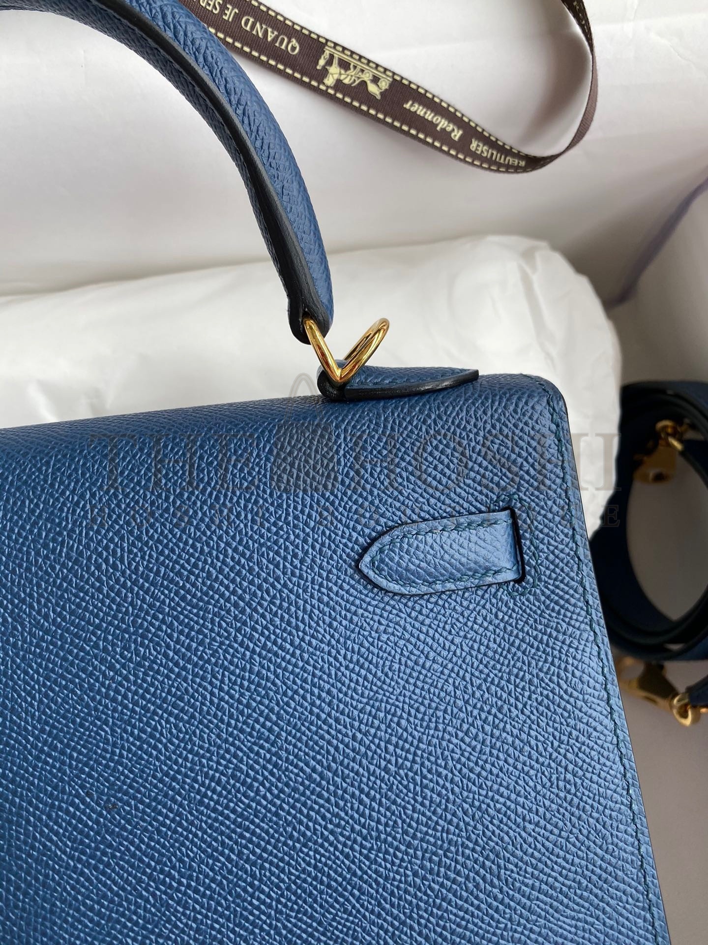 H**me5 Epsom Kelly 25cm Sellier Handmade Deep Blue Bag Master Quality