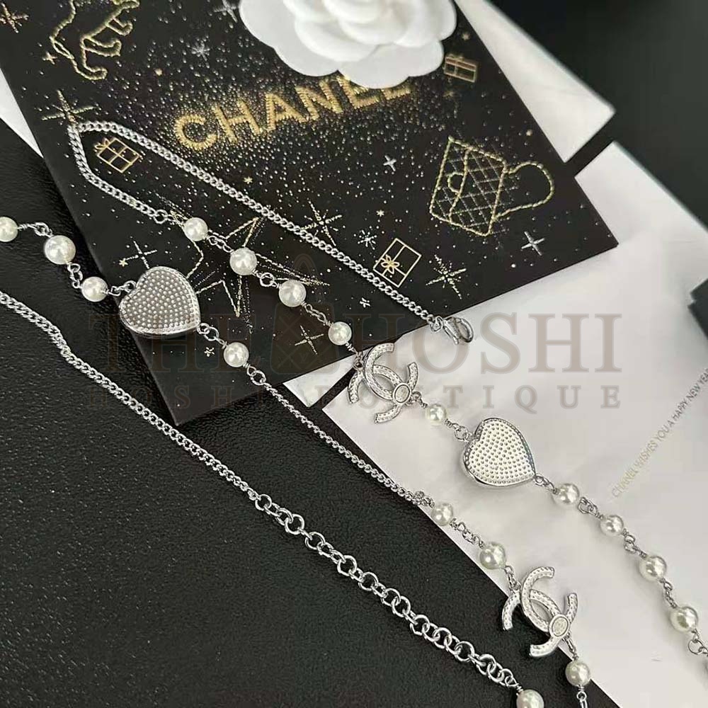 Ch**el Women Long Necklace in Metal Glass Pearls and Strass Master Quality