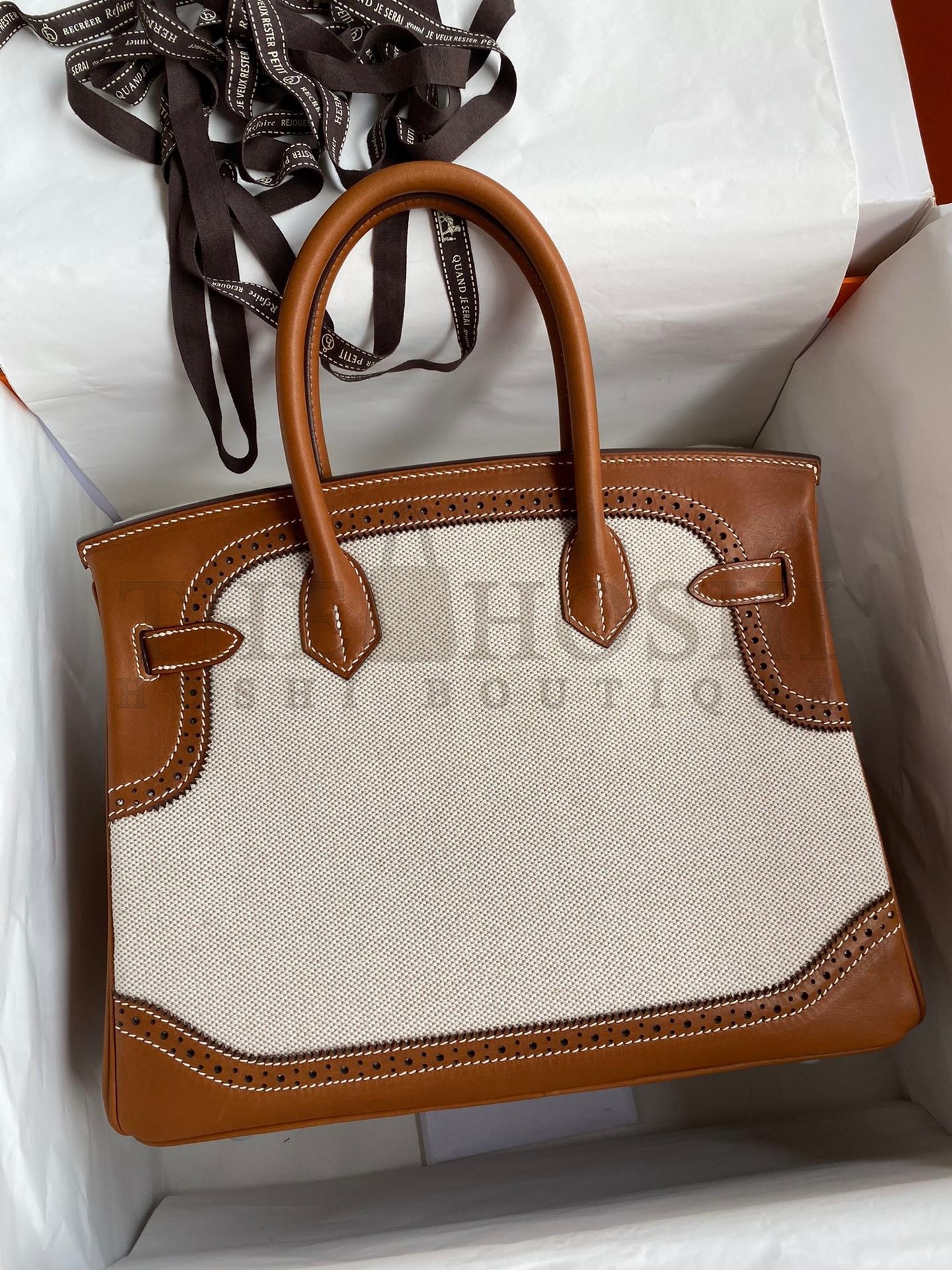 H**me5 Ghillies Birkin 30cm Limited-edition Bag In Toile &amp; Gold Swift Leather Master Quality
