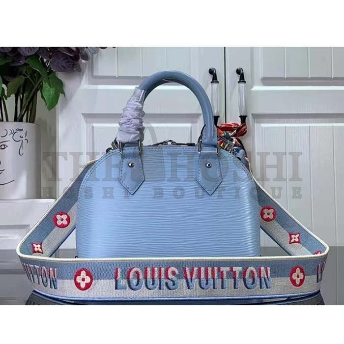L0vis Vvtt0n LV Women Alma BB Handbag Cloud Blue Epi Grained Smooth Cowhide Leather Master Quality