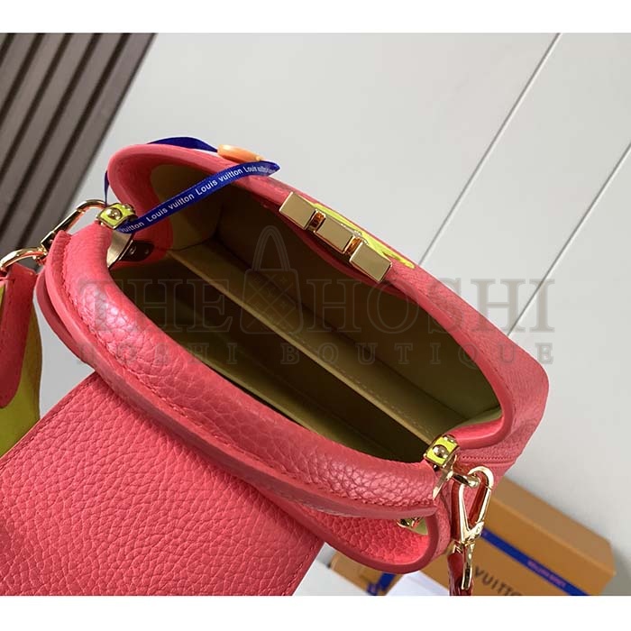 L0vis Vvtt0n LV Women Capucines Mini Handbag Dragon Fruit Pink Cedrat Taurillon Leather Master Quality
