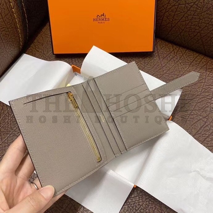 H**me5 Bearn Compact Wallet In Gris Asphalt Epsom Leather Master Quality