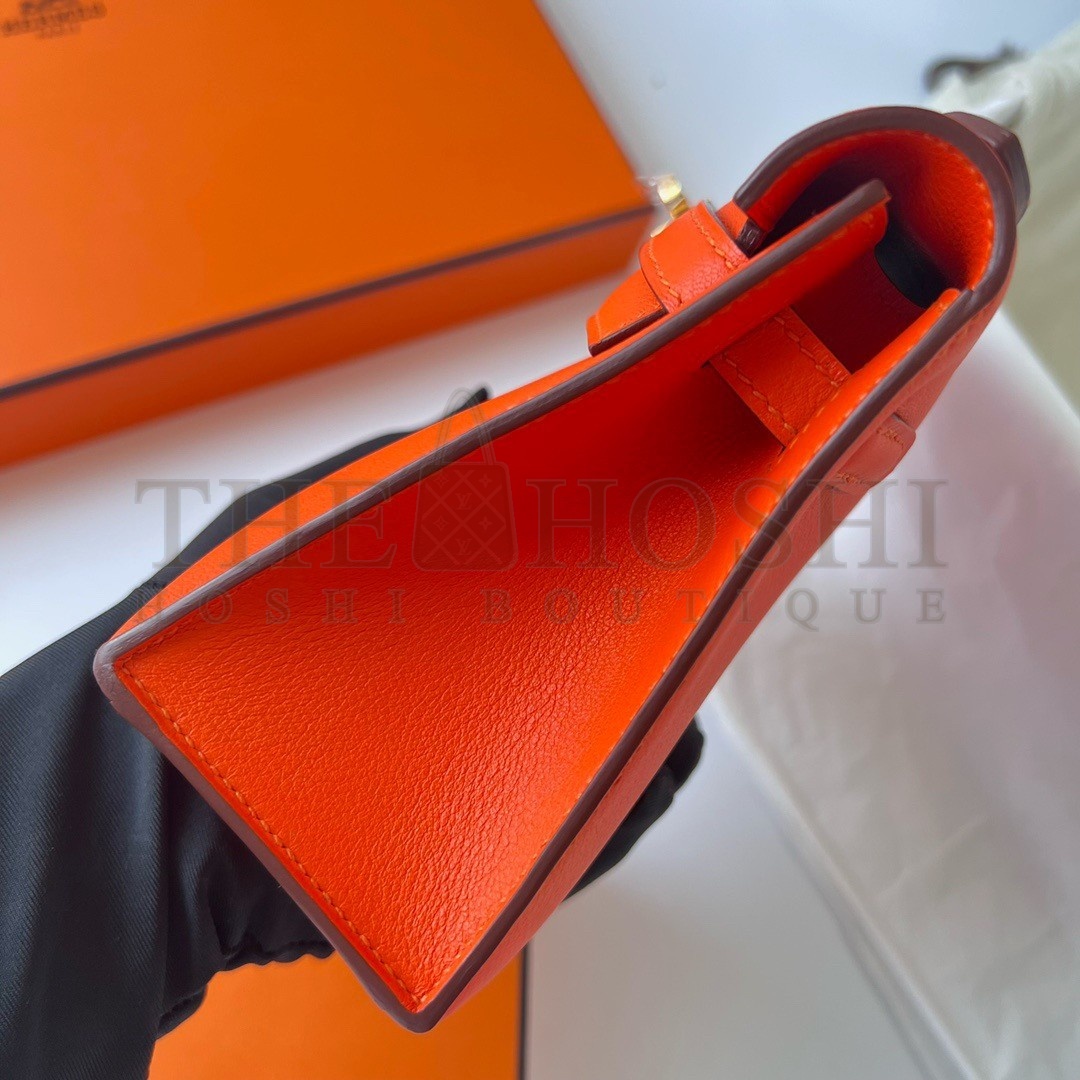 H**me5 Kelly Pochette Handmade Bag In Rouge Piment Swift Calfskin Master Quality