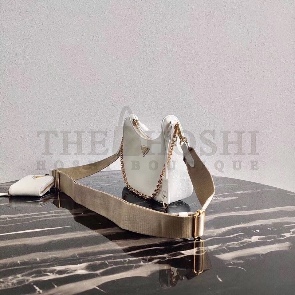 Pra*a Re-Edition 2005 Shoulder Bag In White Saffiano Leather Master Quality