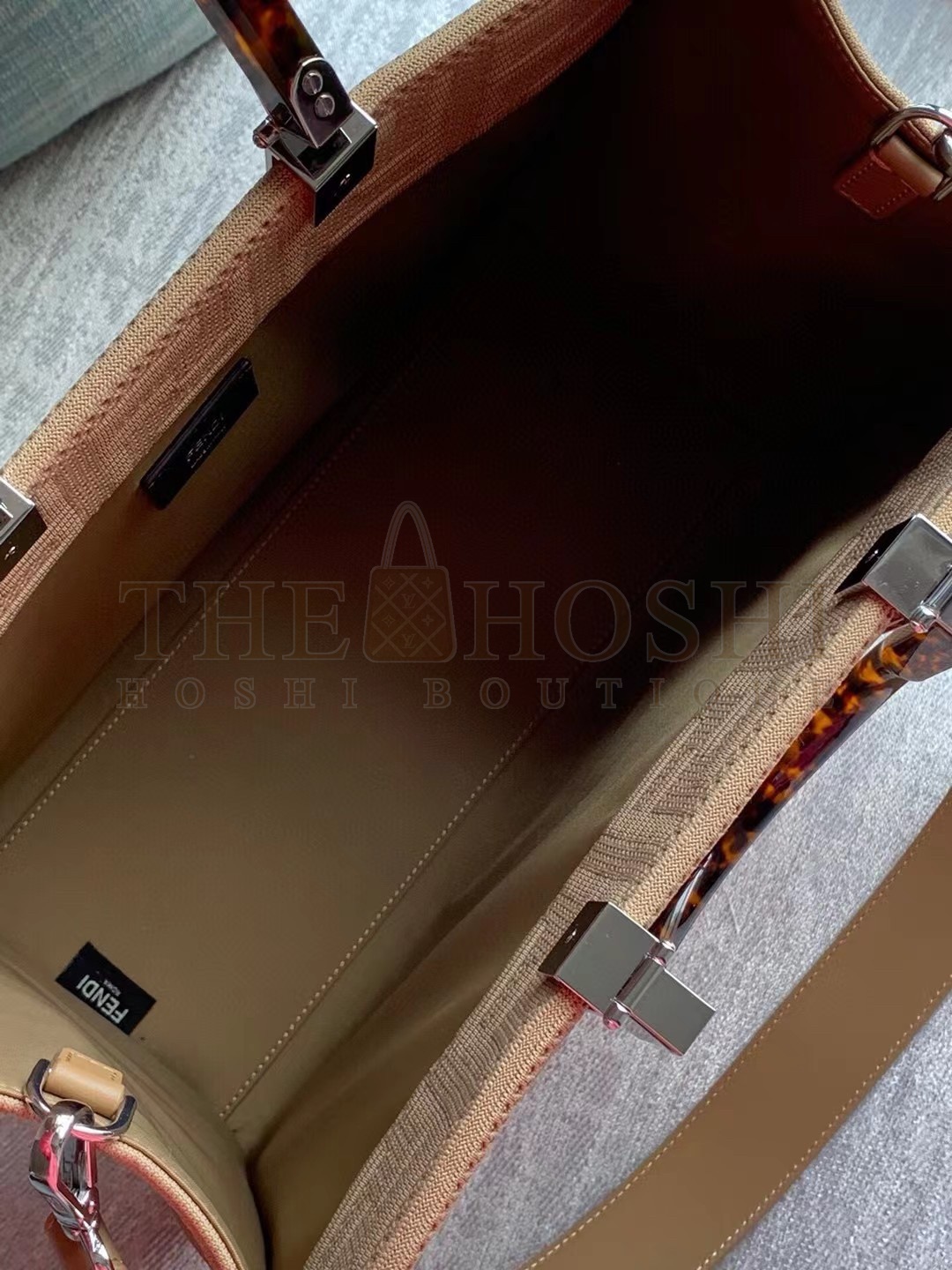 F**di Sunshine Medium Tote Bag In Beige FF Fabric Master Quality