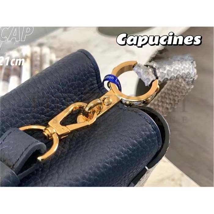 L0vis Vvtt0n LV Women Capucines Mini Handbag Navy Taurillon Leather Python Skin Master Quality