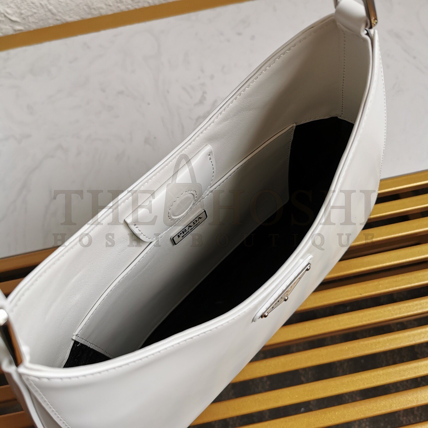 Pra*a Cleo Shoulder Large Bag In White Brushed Leather Master Quality