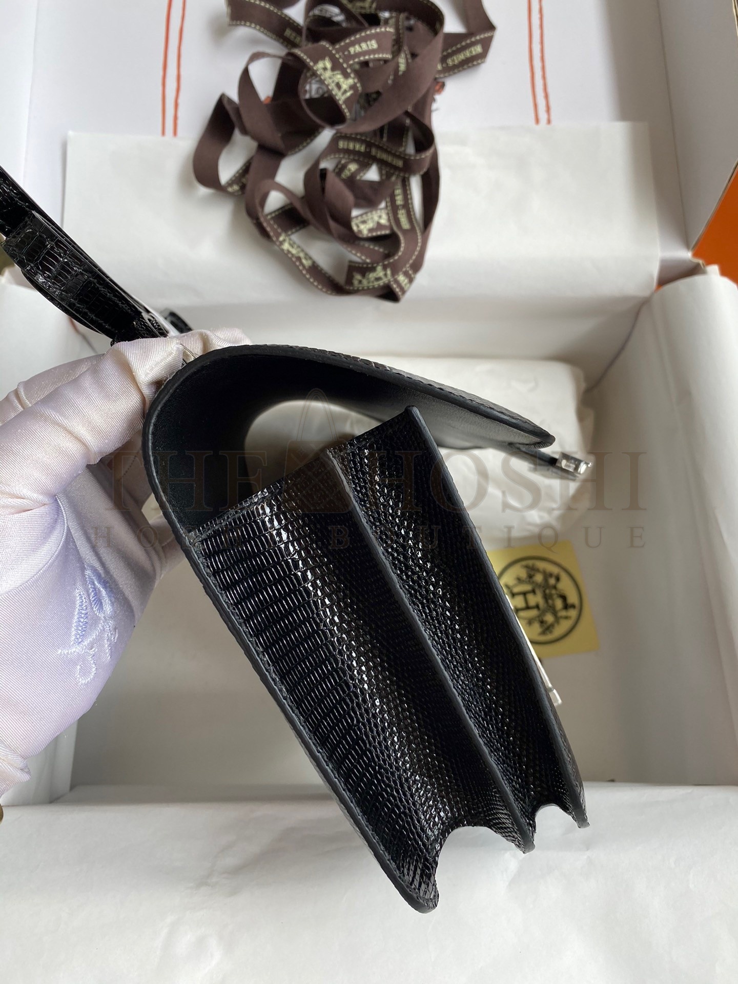 H**me5 Constance 18 Handmade Bag In Black Lizard Leather Master Quality