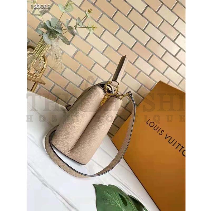 L0vis Vvtt0n LV Women Capucines MM Handbag Galet Gray Taurillon Leather Master Quality