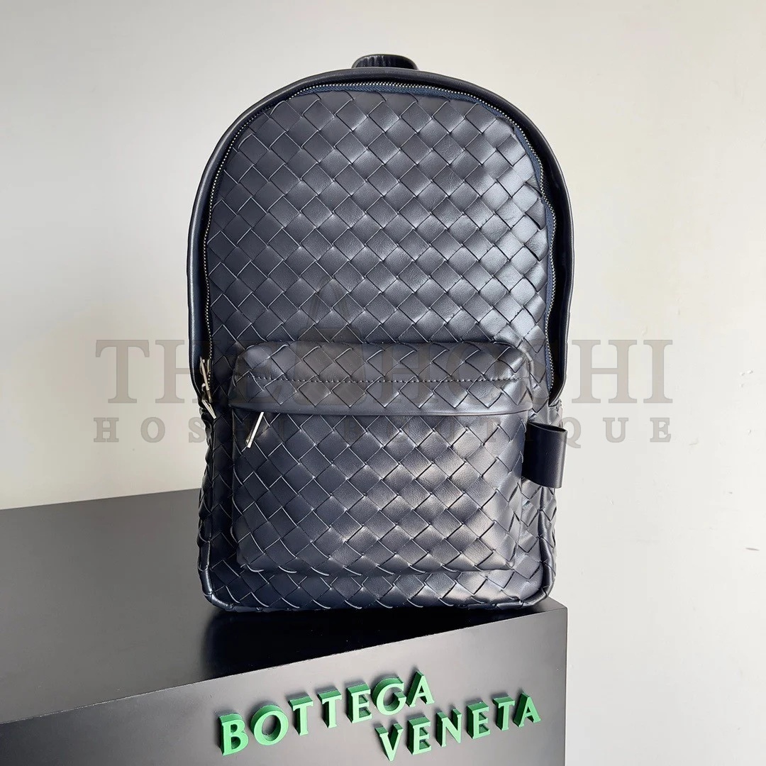 B0tt*ga Ven*ta Small Backpack In Dark Blue Intrecciato Calfskin Master Quality