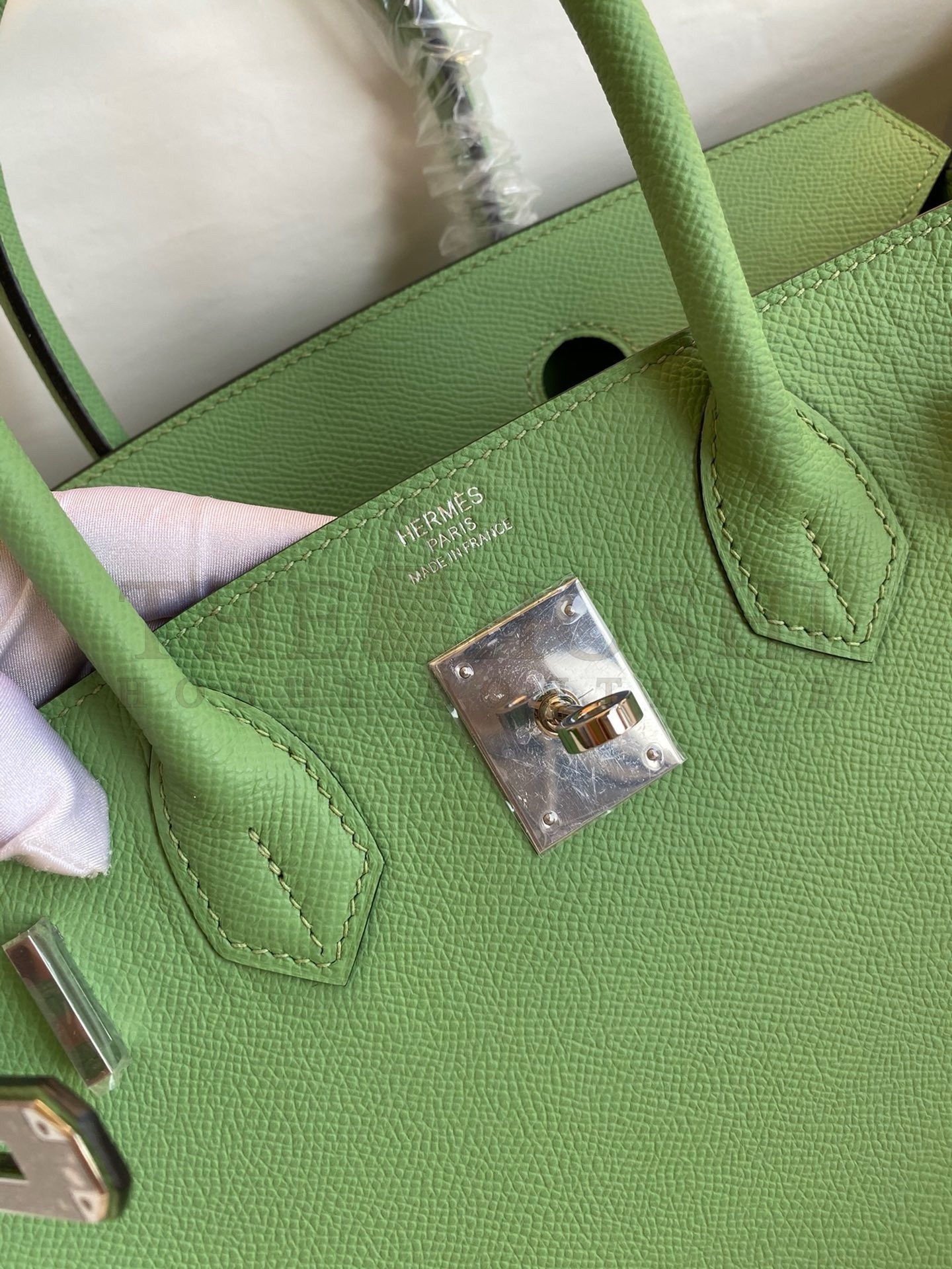 H**me5 Birkin 30 Retourne Handmade Bag In Vert Cypres Epsom Calfskin Master Quality