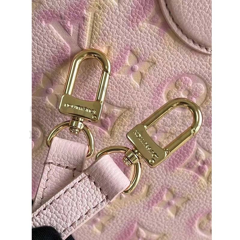 L0vis Vvtt0n LV Women OnTheGo PM Tote Bag Pink Sprayed Embossed Grained Cowhide Master Quality