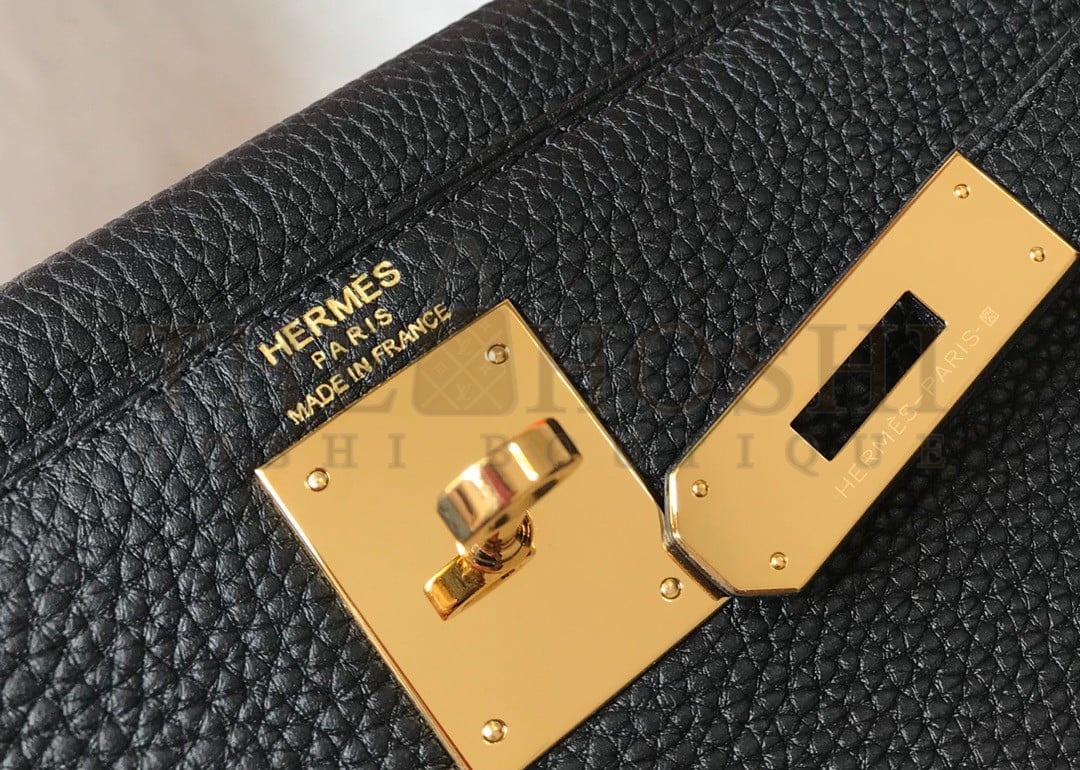 H**me5 Kelly 25cm Retourne Bag in Black Clemence Leather GHW Master Quality