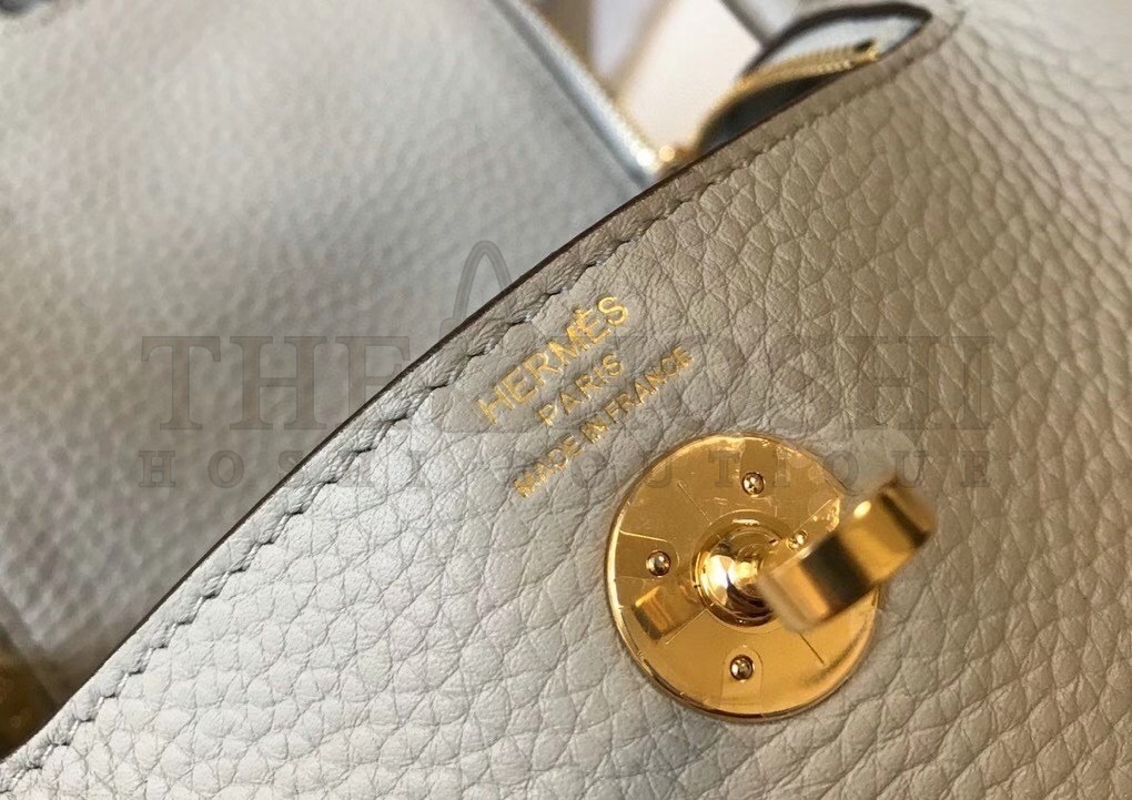 H**me5 Mini Lindy Bag In Pearl Grey Clemence Leather Master Quality