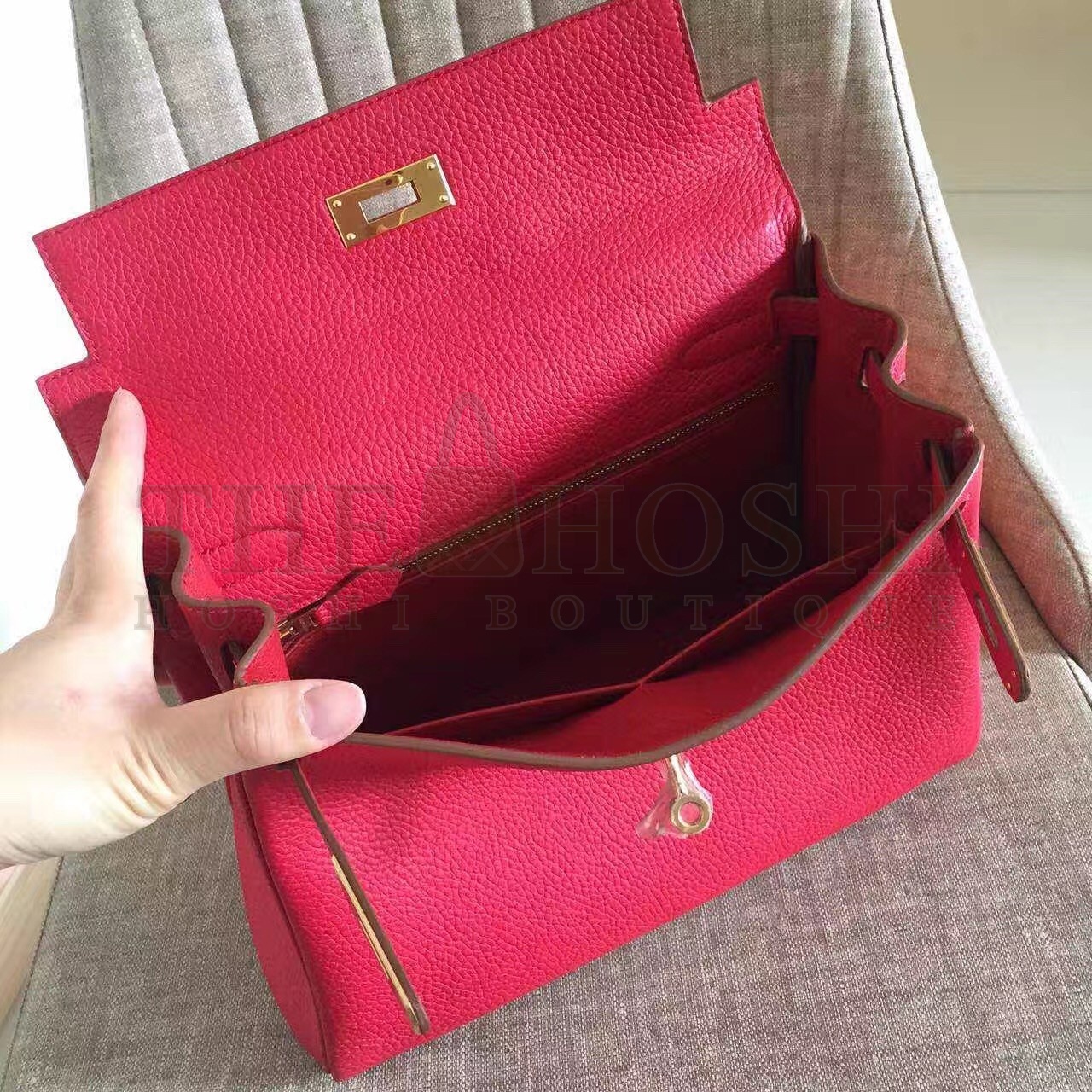 H**me5 Red Clemence Kelly Retourne 32cm Handmade Bag Master Quality