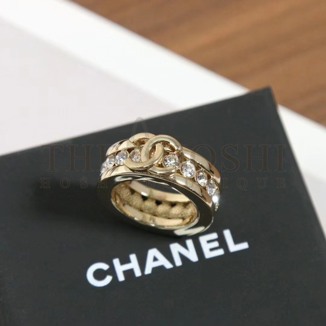 Ch**el Women CC Ring Metal Strass Gold Crystal Master Quality