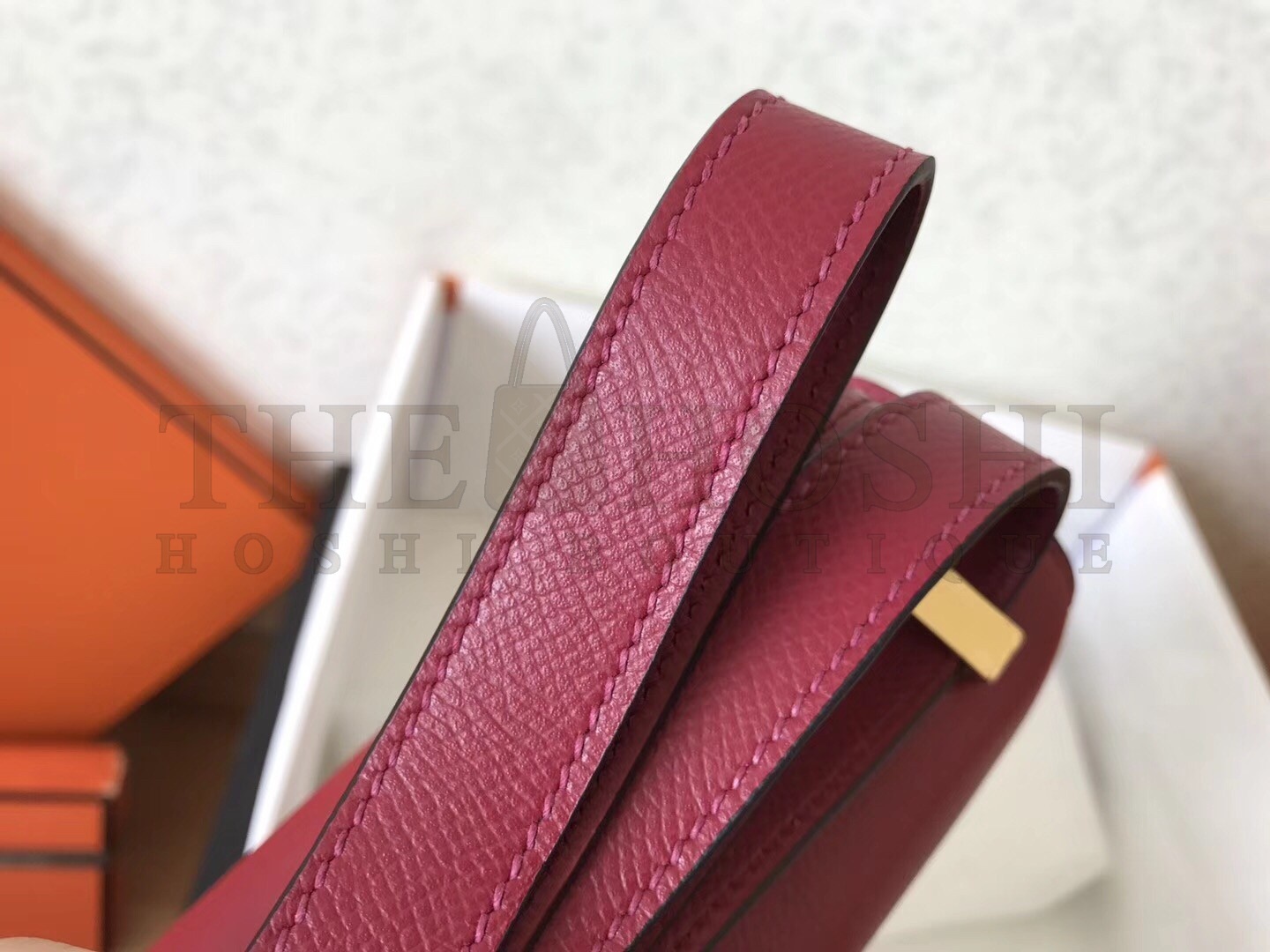 H**me5 Epsom Constance 24cm Dark Red Handmade Bag Master Quality