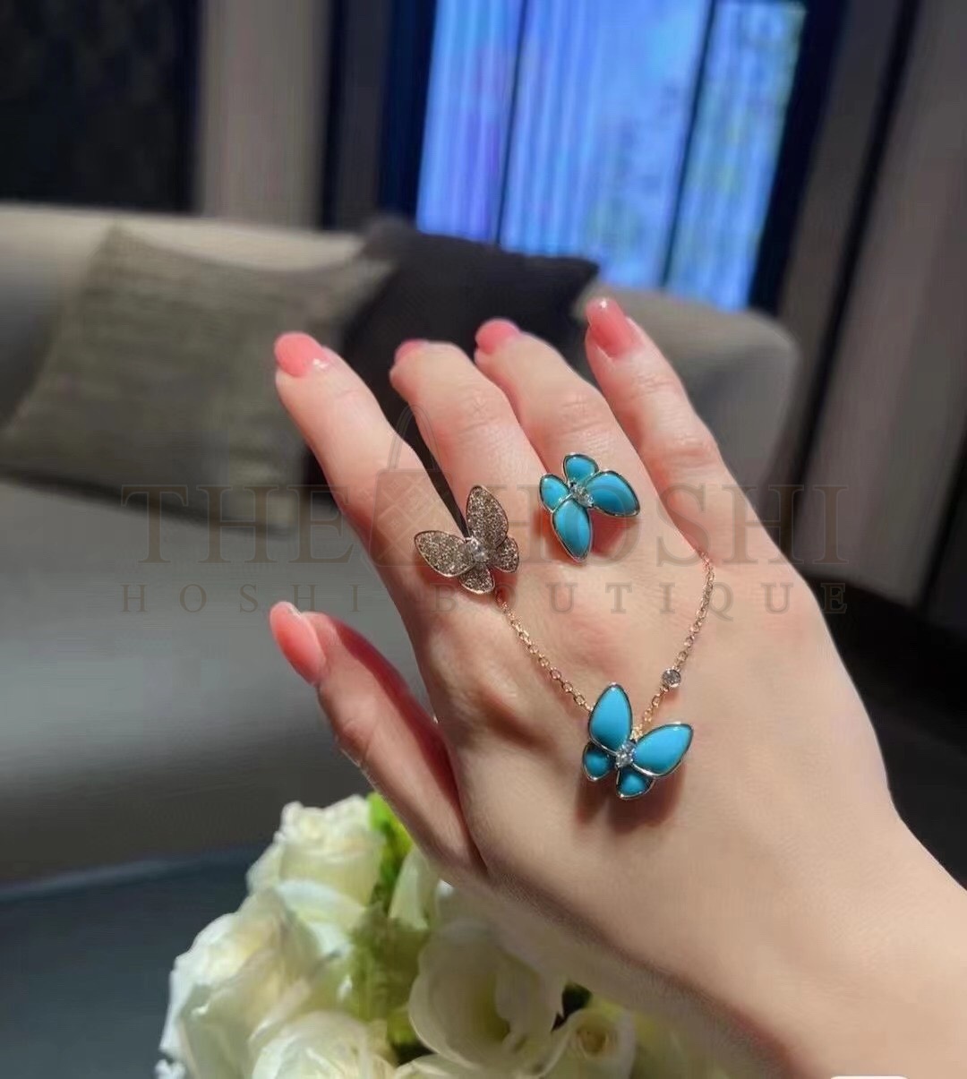 V*n Cl**f & Arpels Blue Butterfly & Full D1am0nd Butterfly Ring, Two Butterfly Between the Finger ring Master Quality