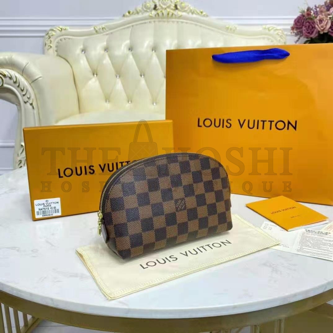 L0vis Vvtt0n LV Women Cosmetics Pouch Damier Coated Canvas Golden Brass Master Quality