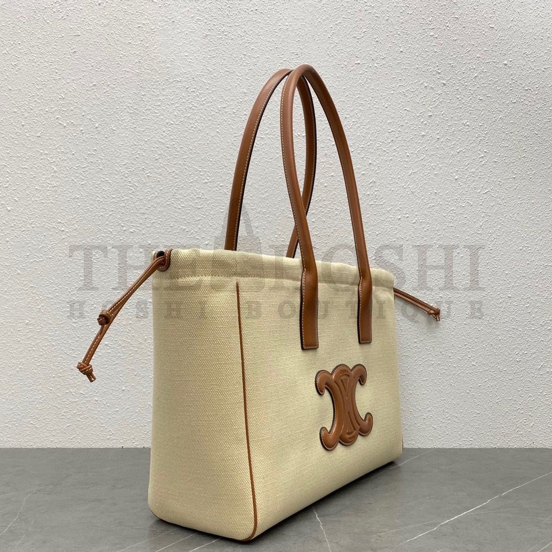 Ce1i*e Cabas Drawstring Cuir Triomphe Bag in Canvas Master Quality