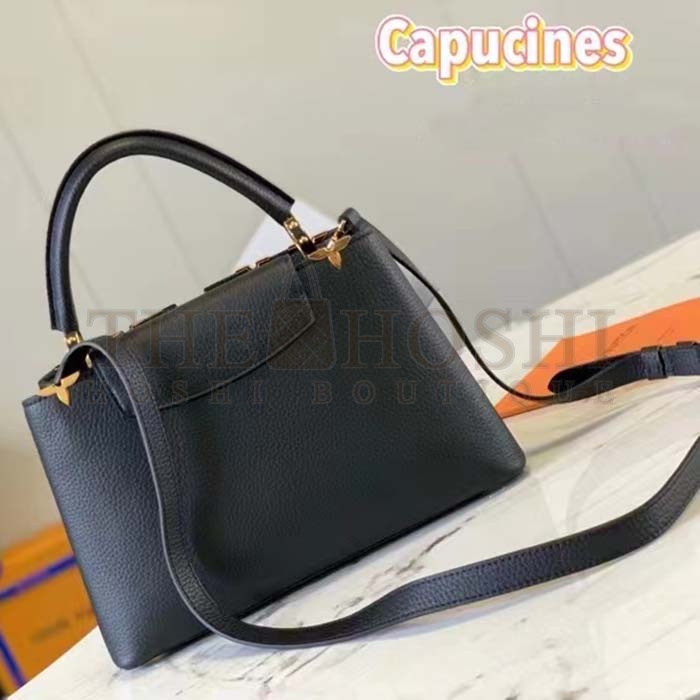 L0vis Vvtt0n LV Women Capucines MM Handbag Black Taurillon Calf Leather Master Quality