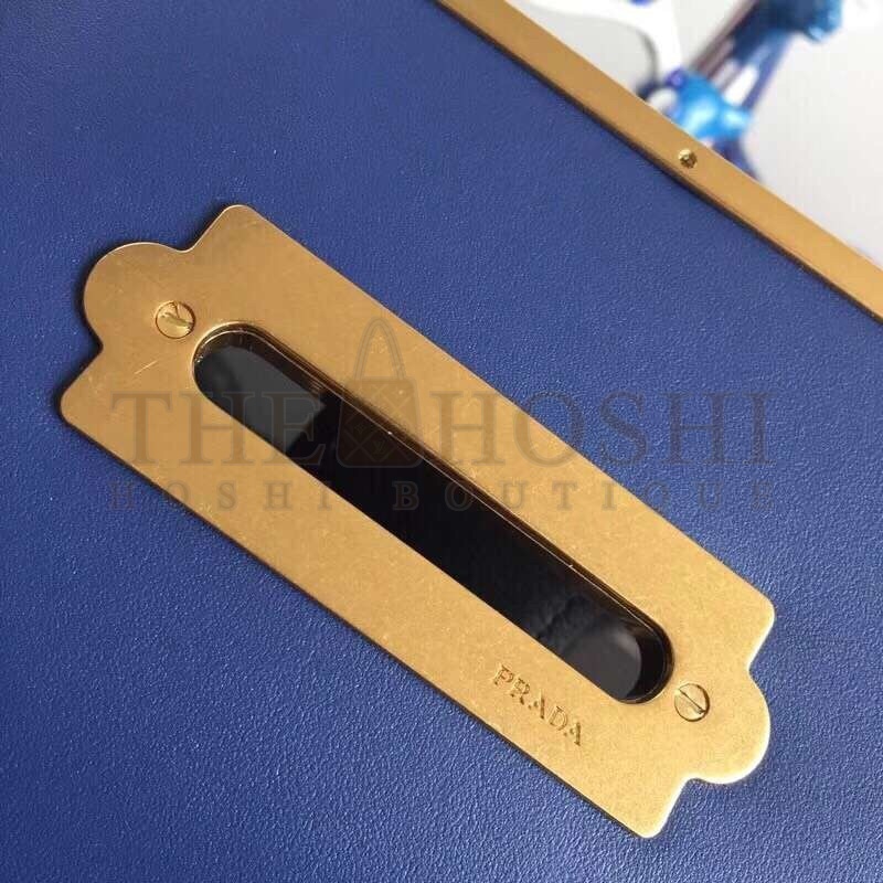 Pra*a Cahier Shoulder Bag In Blue/Black Leather Master Quality