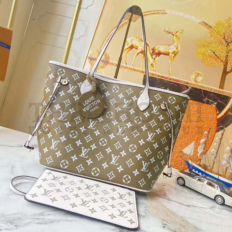 L0vis Vvtt0n Women LV Neverfull MM Carryall Tote Bag Printed Embossed Grained Cowhide Master Quality