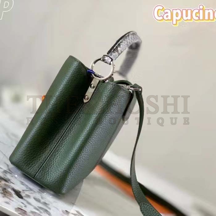 L0vis Vvtt0n LV Women Capucines MM Handbag Taurillon Cowhide Leather Python Trim Master Quality