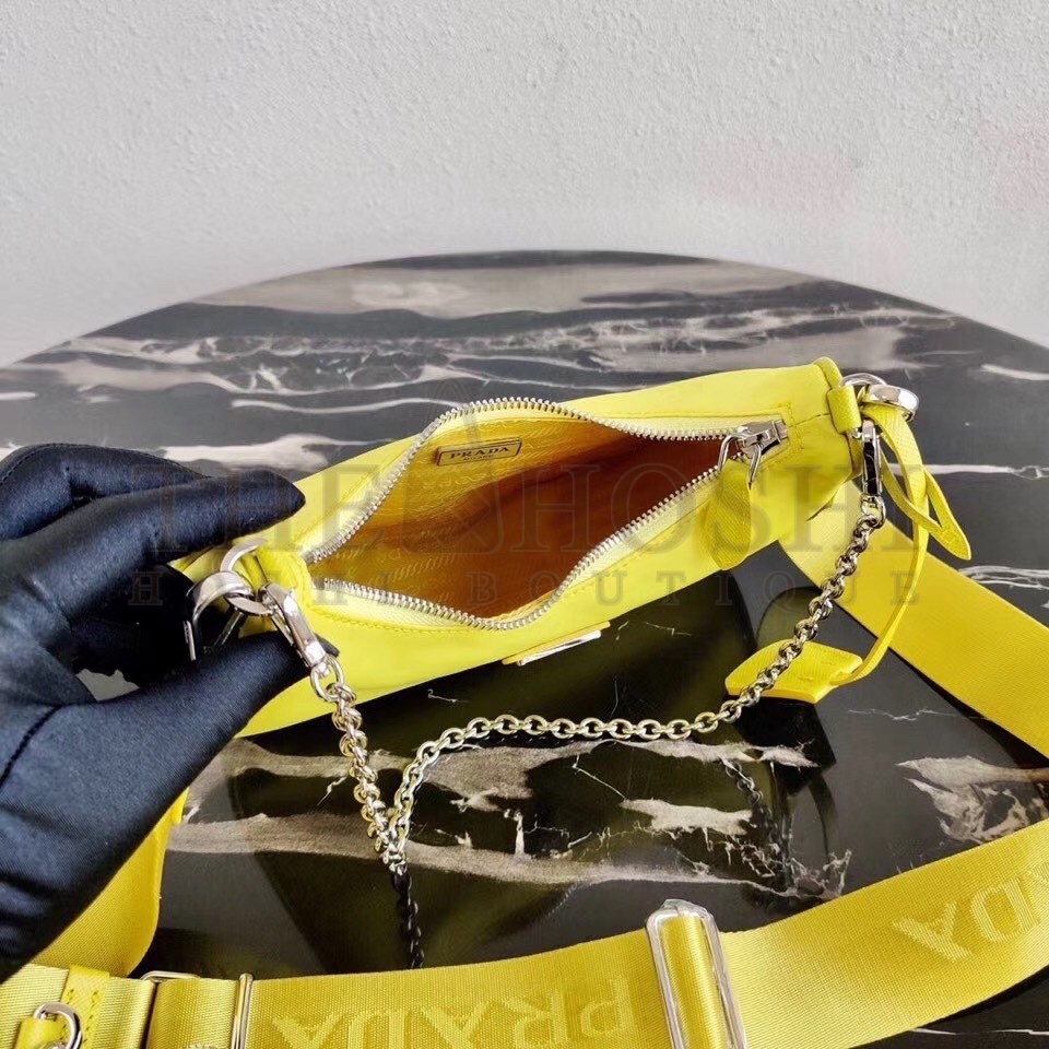 Pra*a Pineapple Yellow Nylon Re-Edition 2005 Shoulder Bag Master Quality