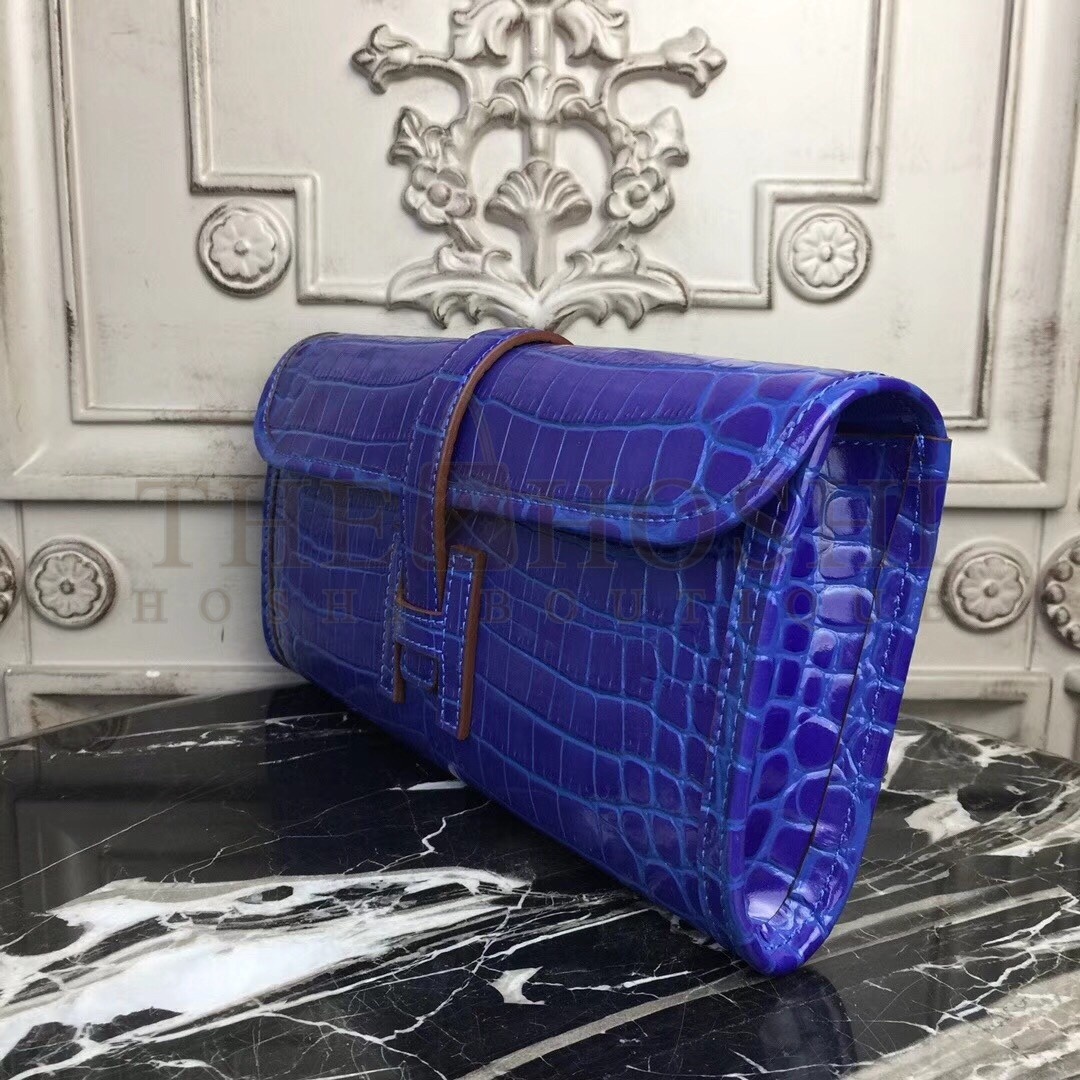 H**me5 Jige Elan 29 Clutch In Blue Electric Crocodile Leather Master Quality