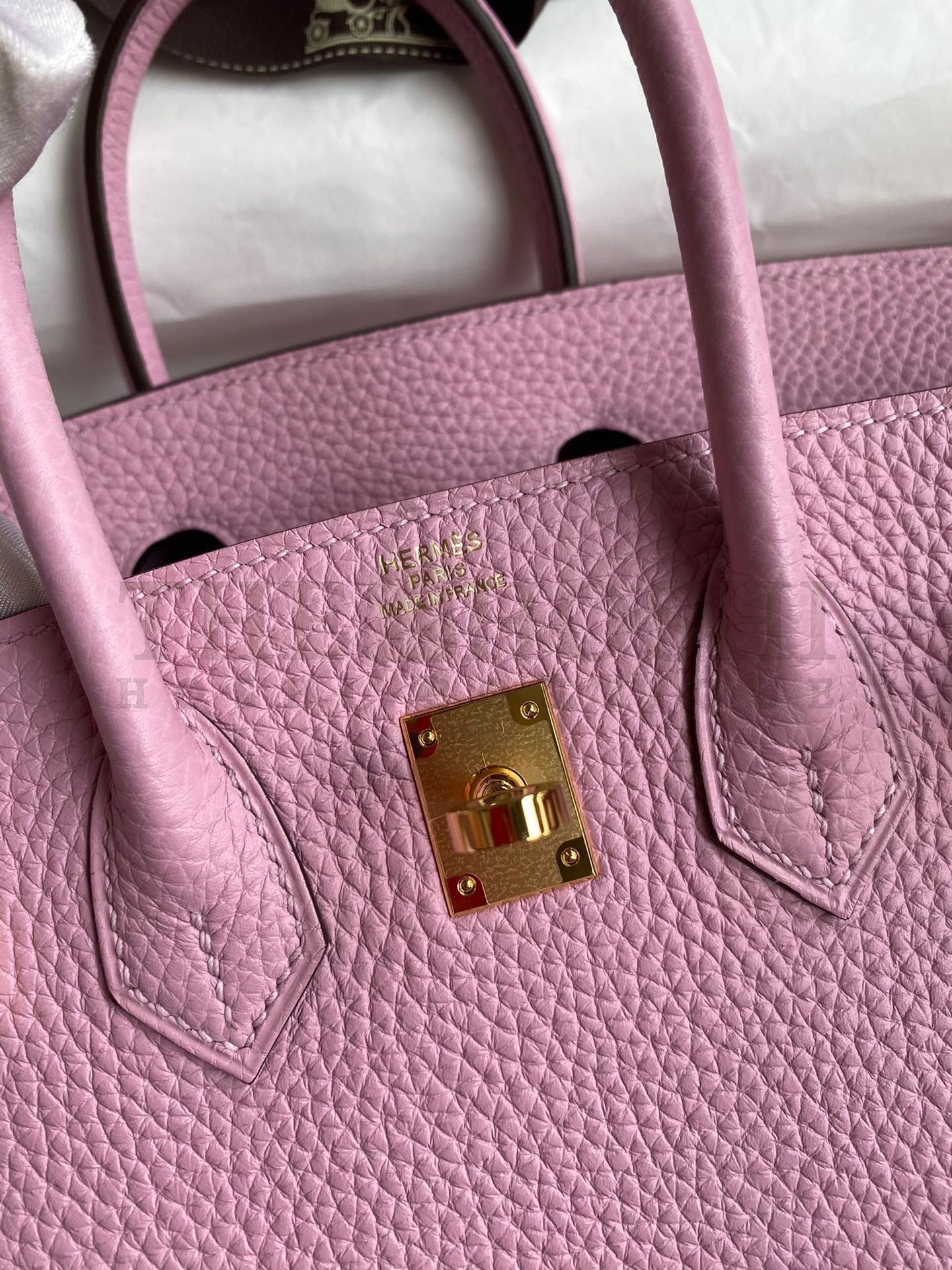 H**me5 Birkin 25 Retourne Handmade Bag In Mauve Sylvestre Clemence Leather Master Quality