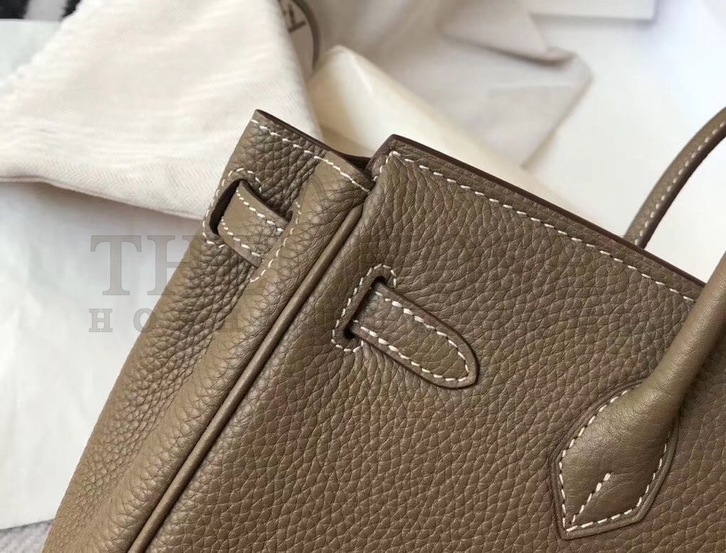 H**me5 Birkin 25 Bag In Taupe Clemence Leather with GHW Master Quality