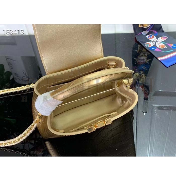 L0vis Vvtt0n LV Women Capucines Mini Handbag Forest Clearing High Shiny Alligator Leather Master Quality