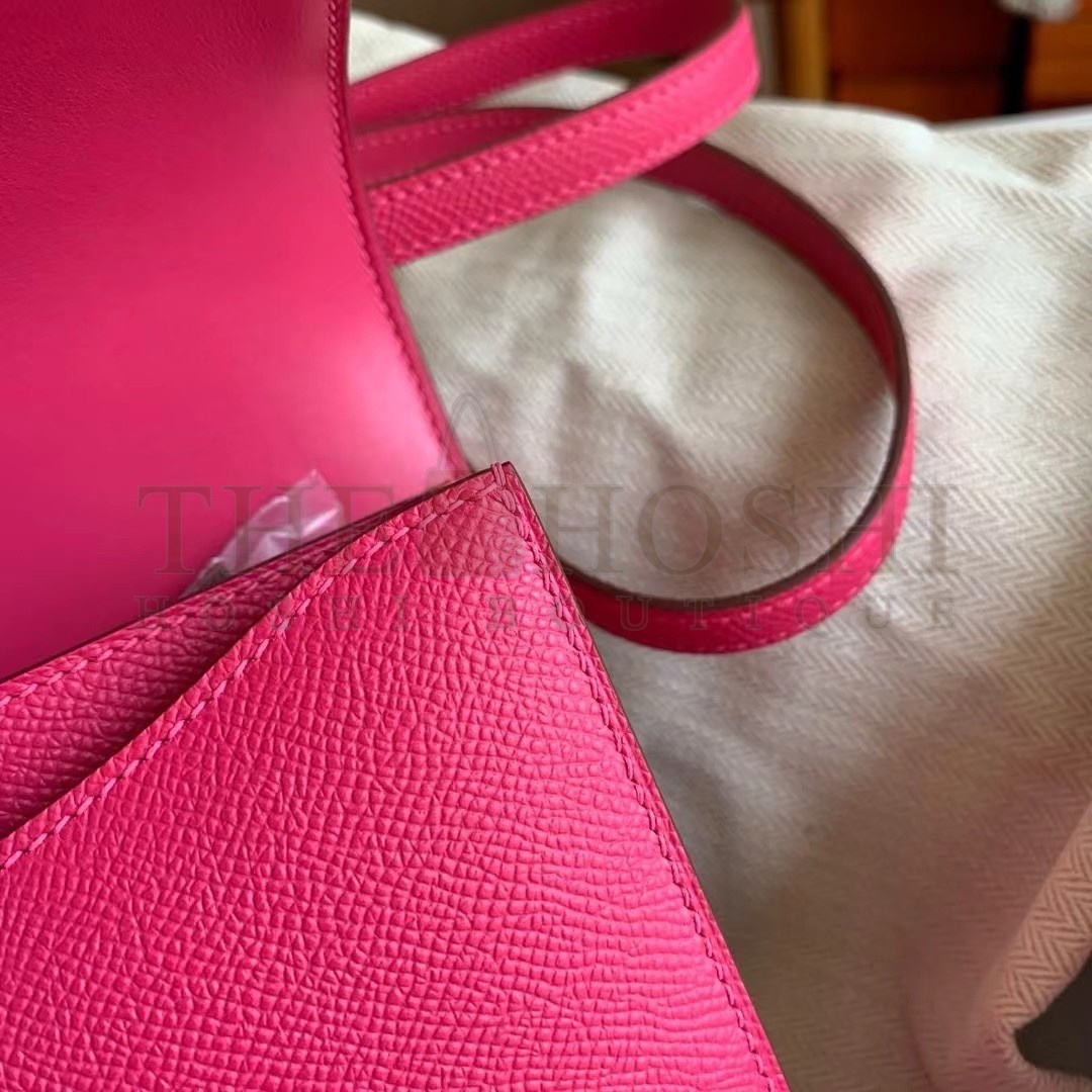 H**me5 Constance Enamel 18 Handmade Bag In Rose Mexico Epsom Calfskin Master Quality